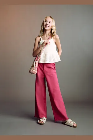MANGO KIDS Pantalón culotte lino