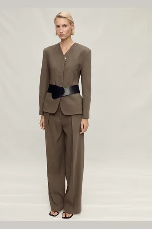 MANGO Pantalón traje lino sin costuras