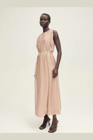MANGO Vestido fruncido bajo abullonado