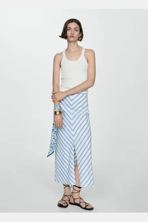MANGO Falda estampada abertura