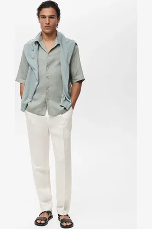 MANGO AN Camisa % lino manga corta