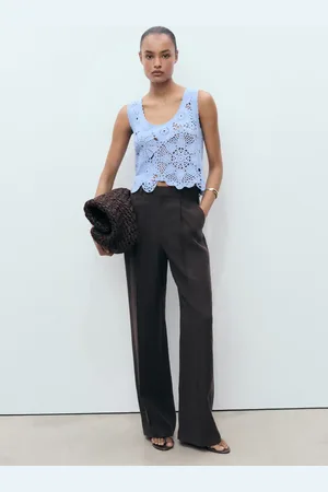 MANGO Top crochet flores