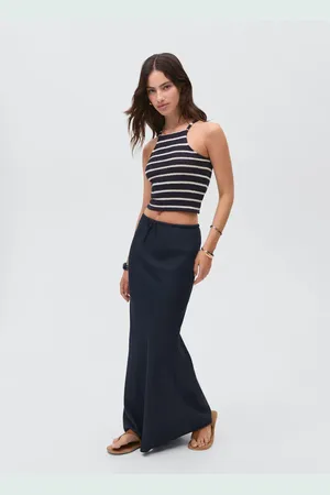 MANGO TEEN Falda lino lazo