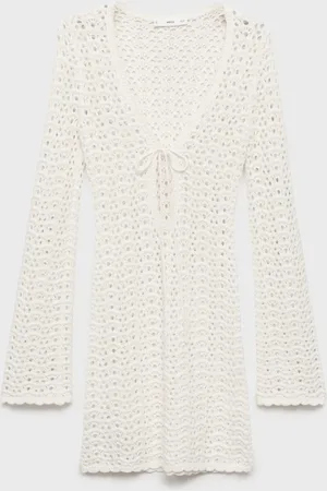 MANGO Vestido corto crochet lazo