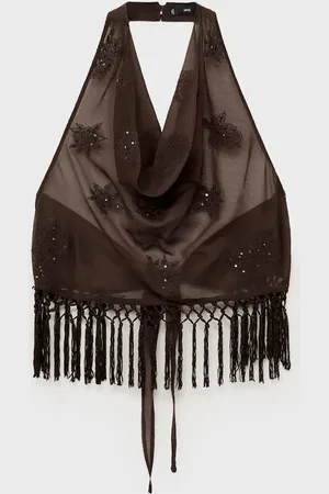 MANGO Top halter flecos