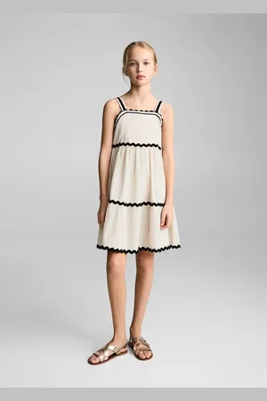MANGO KIDS Vestido lino ondas 8