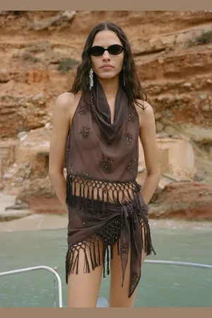 MANGO Top halter flecos