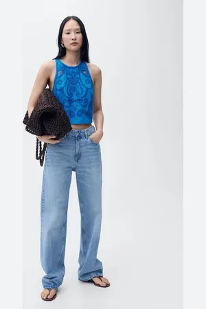 MANGO Top bordado algodón