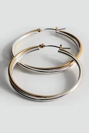 MANGO Pendientes doble aro bicolor Unitalla