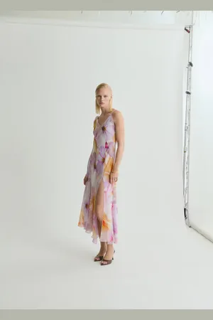 MANGO Vestido estampado floral tirantes asimétricos E