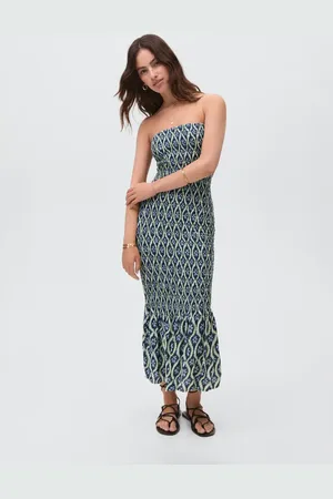 MANGO TEEN Vestido estampado palabra de honor CH