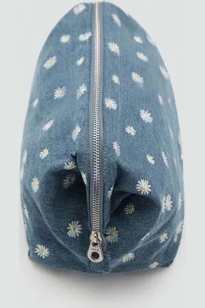 MANGO Neceser denim bordado flores Unitalla