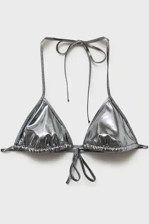 MANGO Top bikini triangular efecto metalizado