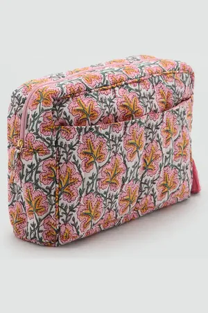 MANGO Neceser algodón estampado flores Unitalla
