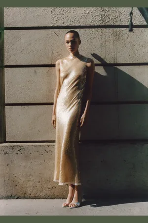 MANGO Vestido lentejuelas escote espalda
