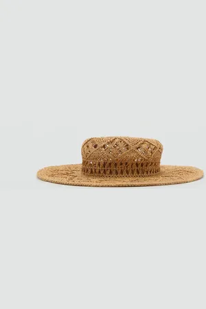 MANGO Sombrero fibra natural detalles calados Unitalla
