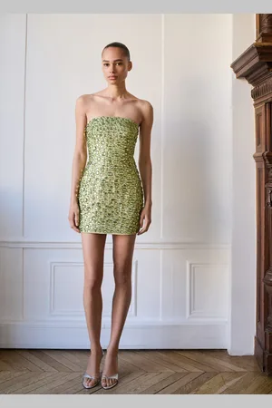MANGO Vestido palabra honor cristales