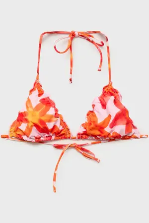 MANGO Top bikini triangular flores