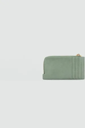 MANGO Tarjetero efecto piel abatanada cremallera Unitalla