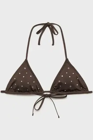 MANGO Top bikini triangular adornos metálicos E