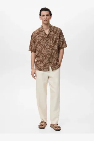 MANGO AN Camisa bordada manga corta E