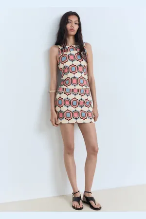 MANGO Falda corta estampada