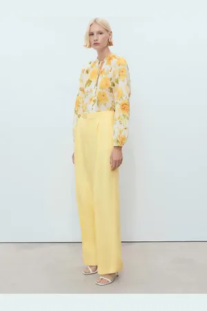 MANGO Pantalón mezcla lino pinzas