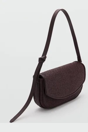 MANGO Bolso hombro rafia solapa Unitalla