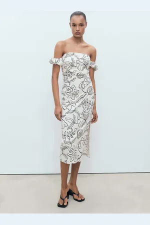 MANGO Vestido floral palabra de honor
