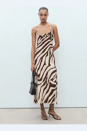 MANGO Vestido escote drapeado animal print CH