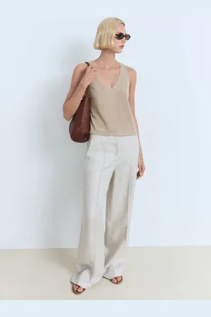 MANGO Top punto cuello pico 4E