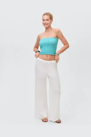 MANGO TEEN Pantalones lino rectos