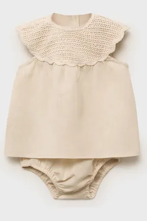 MANGO BABY Vestido y ranita lino 2 meses