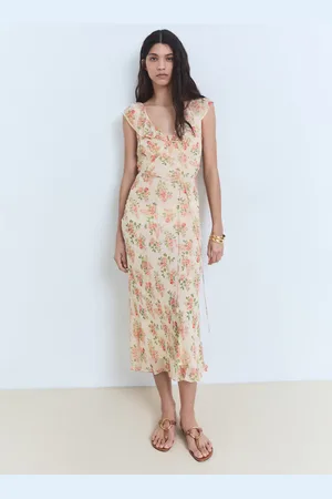 MANGO Vestido midi floral lazo E