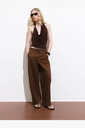 MANGO Pantalón paper bag algodón