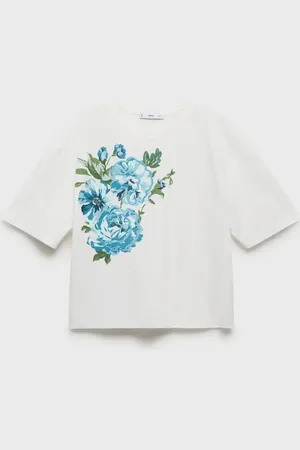 MANGO Camiseta algodón estampado flor