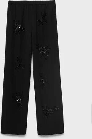 MANGO Pantalón bordado pedrería