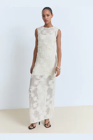 MANGO Vestido crochet flores