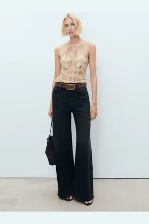MANGO Top crochet bordado flores CH