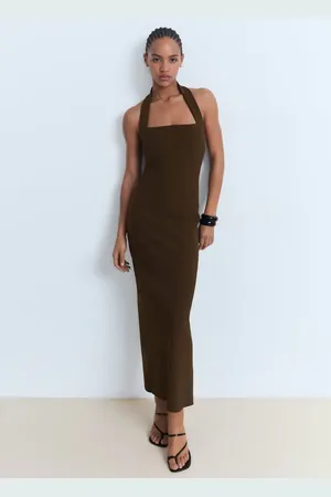 MANGO Vestido largo escote halter E