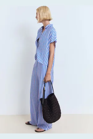 MANGO Pantalón recto estampado rayas