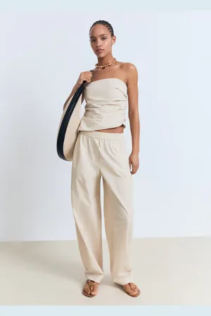 MANGO Pantalón paper bag algodón E