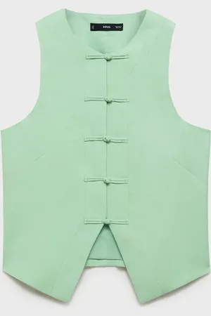 MANGO Chaleco traje mezcla lino E