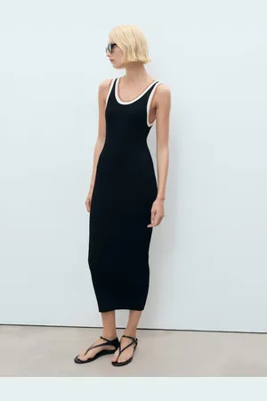 MANGO Vestido punto detalles contraste