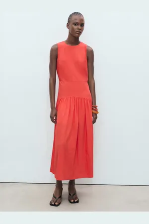 MANGO Vestido largo bajo frunces E