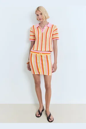 MANGO Falda crochet rayas bicolor