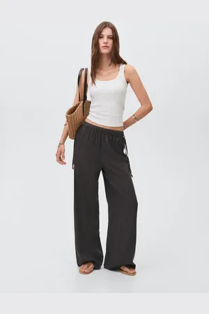 MANGO TEEN Pantalón lino largo