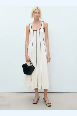 MANGO Vestido algodón rayas