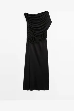 Massimo Dutti Vestido Midi Asimétrico Drapeado
