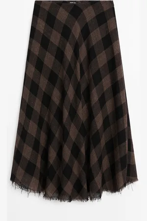 Massimo Dutti Falda Midi Cuadros 100% Lana